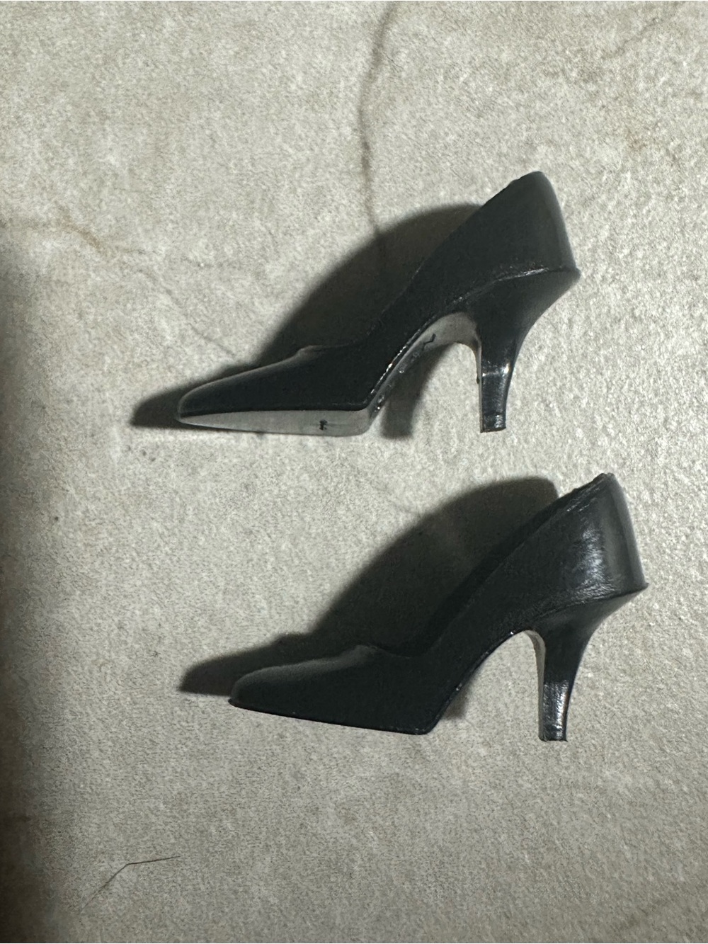 1960’s Japan Barbie black pumps pointed toe rare vintage doll shoes